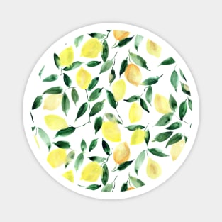 Lemon mint - watercolor lemons italian summer - yellow citrus Magnet